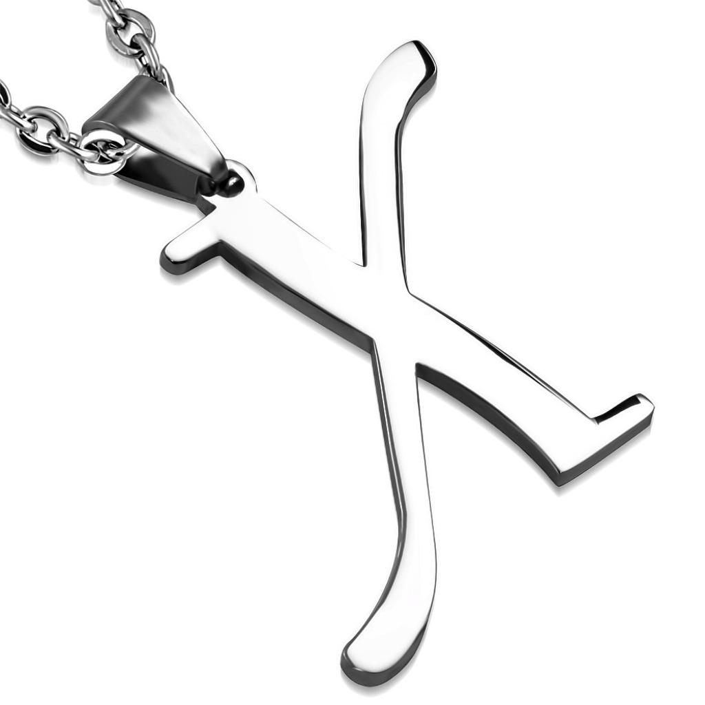 Pendentif alphabet lettre X en acier inoxydable, Enlèvement ou Envoi, Neuf, Argent, Autres matériaux
