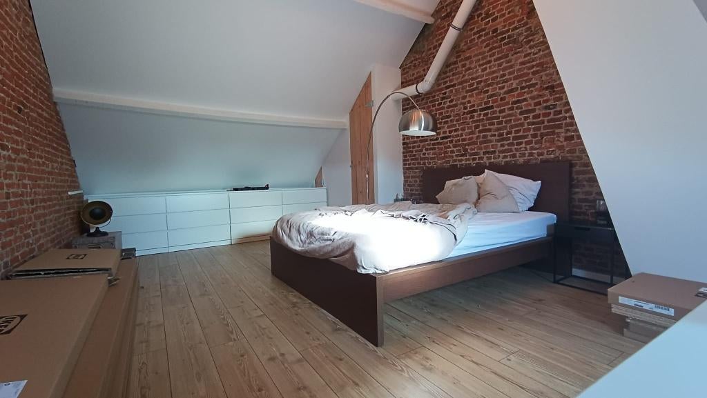 Bed, Ophalen, Bruin, Tweepersoons, Zo goed als nieuw
