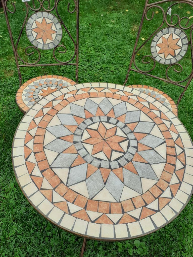 Set de jardin en fer forgé et céramique, Neuf, Enlèvement, Autres matériaux, Sets de jardin