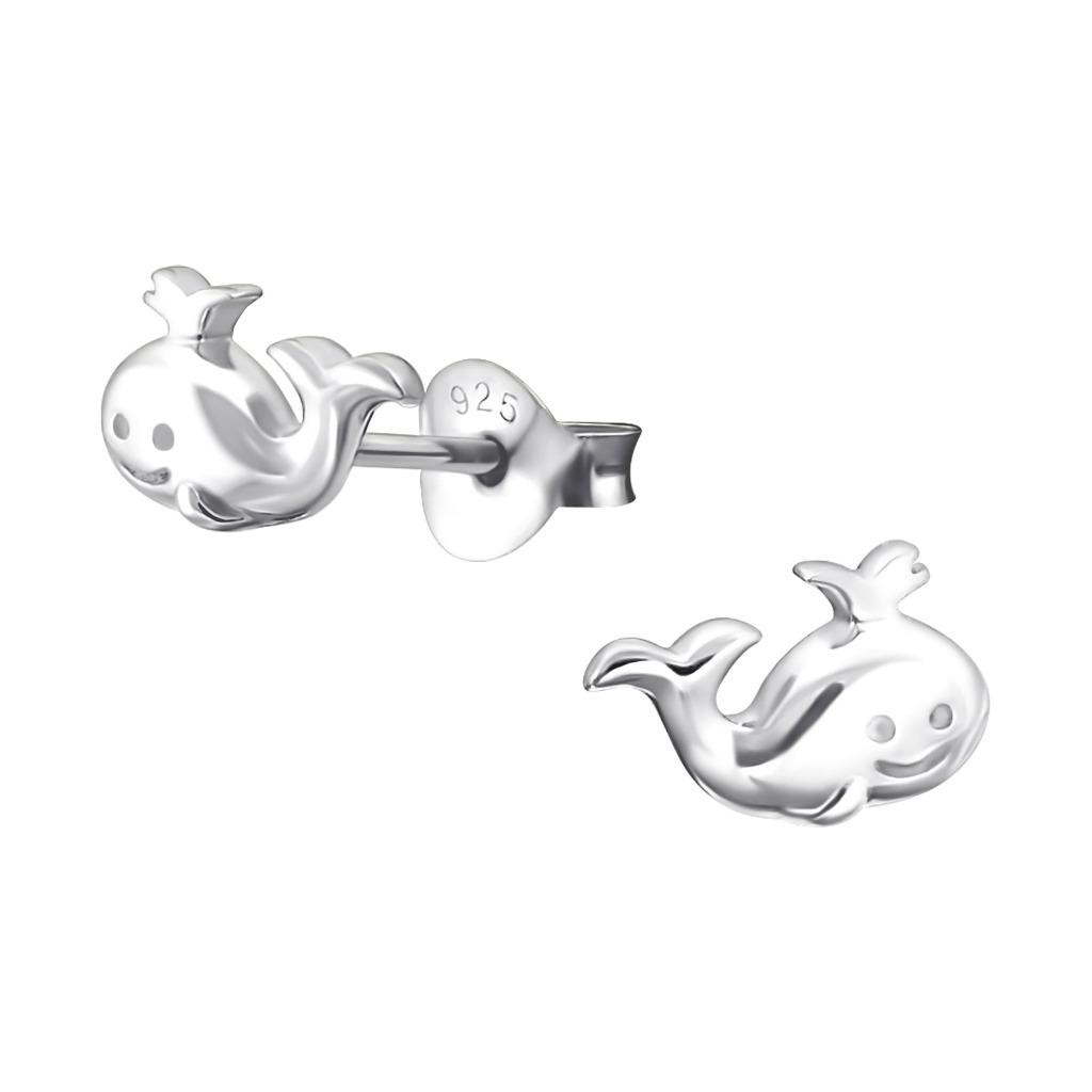 Kinderoorbellen walvis 925 sterling zilver, Ophalen of Verzenden, Nieuw, Zilver, Oorbellen