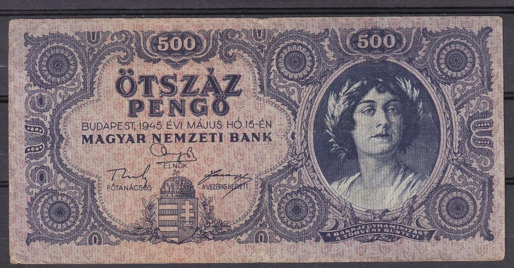 Hongarije 500 pengö 1945, Postzegels en Munten, Ophalen of Verzenden, Hongarije, Los biljet