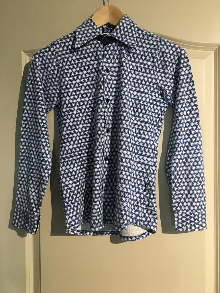 Blauw hemd met witte stippen Claesen's 12 jaar, Garçon, Claesen's, Enlèvement ou Envoi, Chemise ou Chemisier