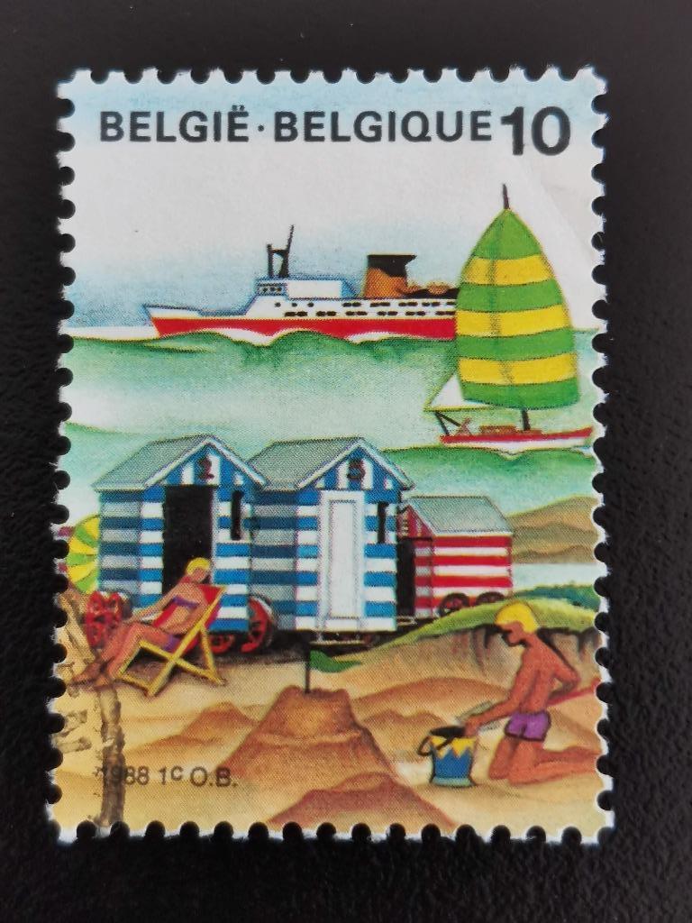 Belgique 1988 - La mer - cabines de plage, ferry, voilier, Enlèvement ou Envoi, Affranchi