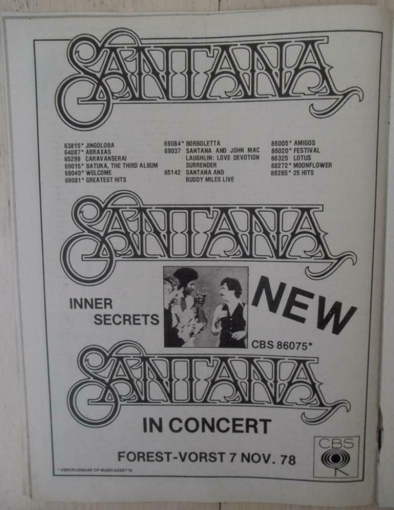 advertentie voor concert van Santana, Enlèvement ou Envoi