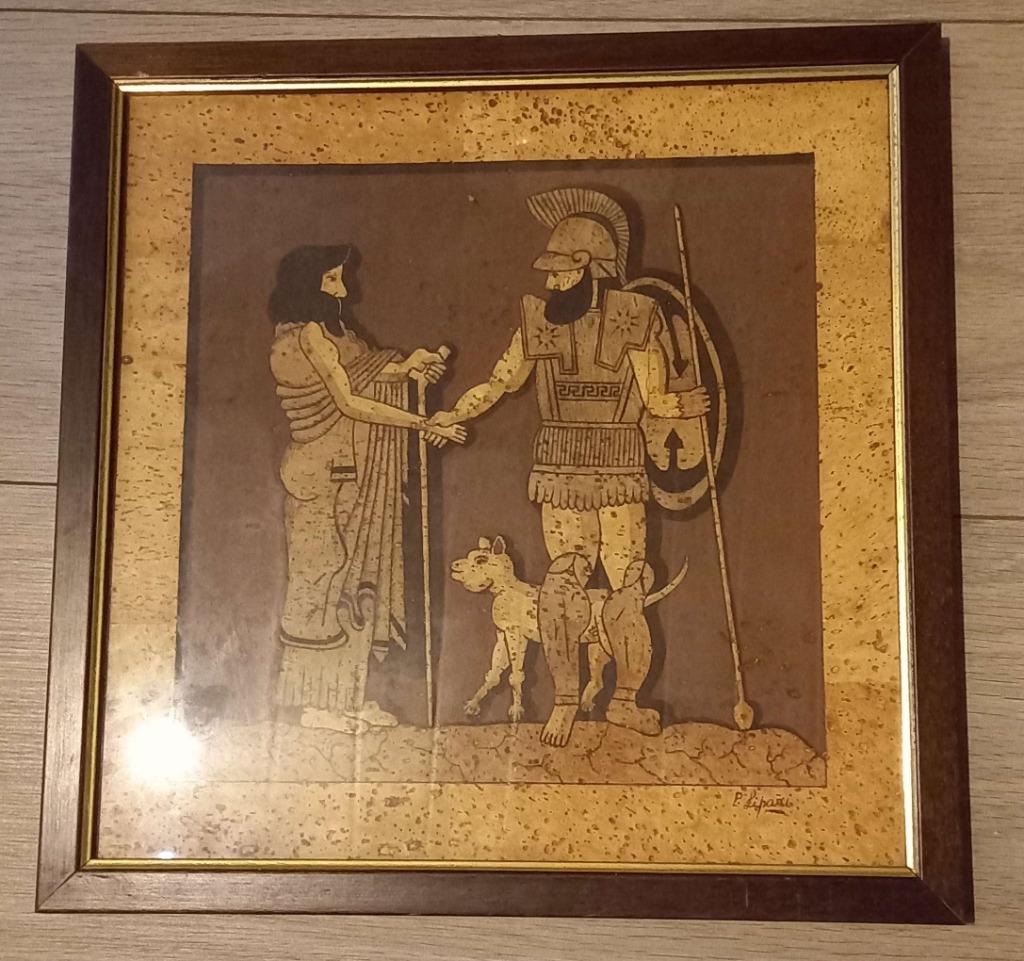 Cadre avec décor romain ou perse sur bouchon de liège, Ophalen, Zo goed als nieuw