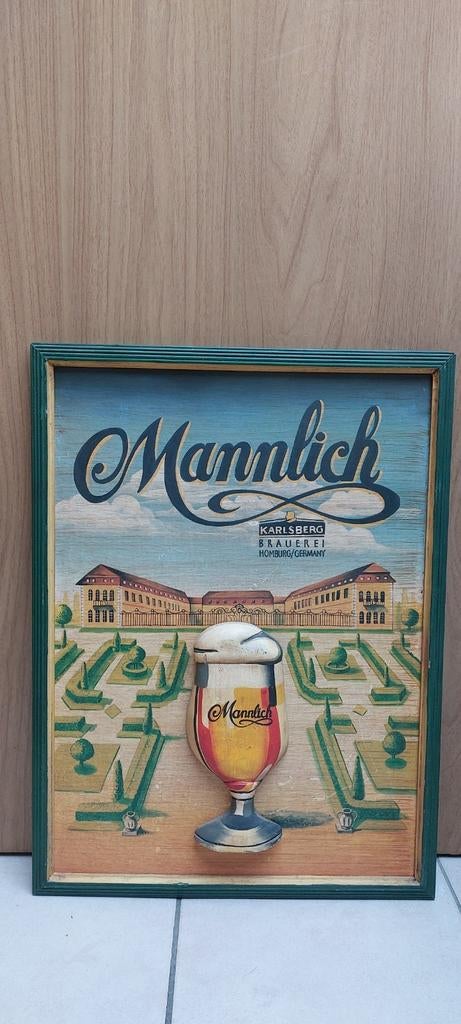 Authentique enseigne de pub en bois marque de bière Karslber, Enlèvement ou Envoi, Neuf, Panneau, Plaque ou Plaquette publicitaire