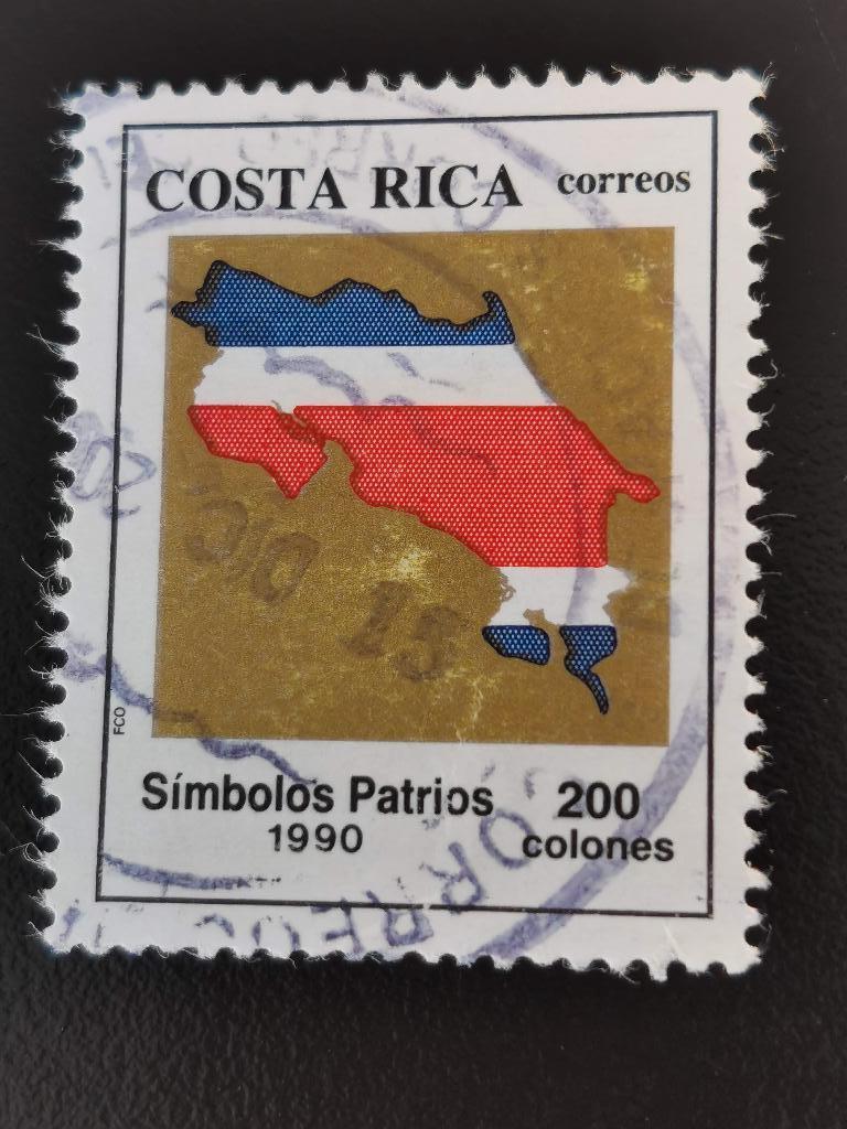 Costa Rica 1990 - carte, drapeau, Enlèvement ou Envoi, Affranchi, Amérique centrale