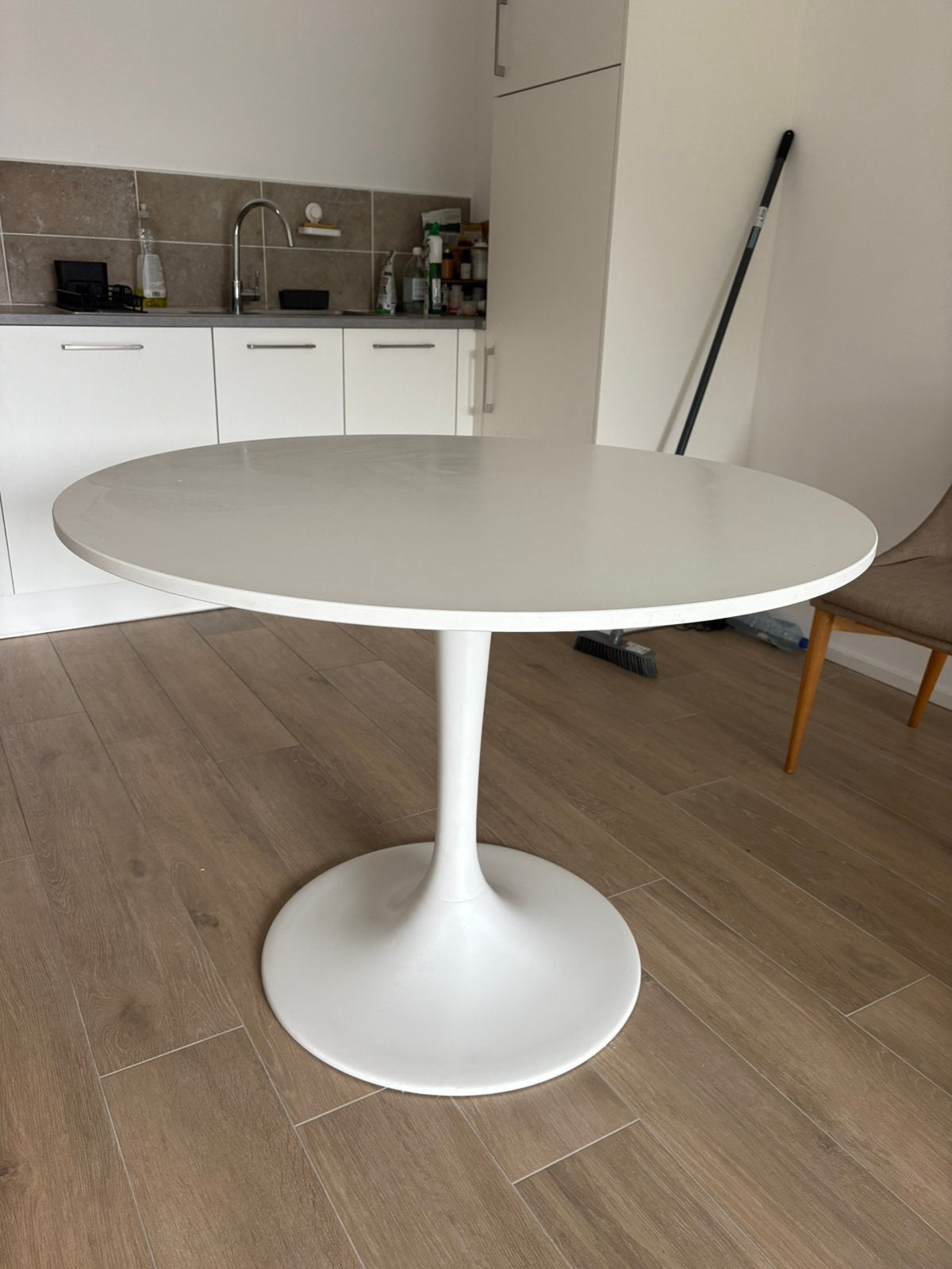 Table docksta blanc ronde 103cm, Enlèvement, Comme neuf