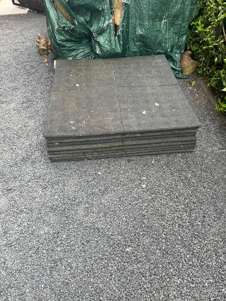 Rubberen tegels zwart, Tuin en Terras, Ophalen, Gebruikt