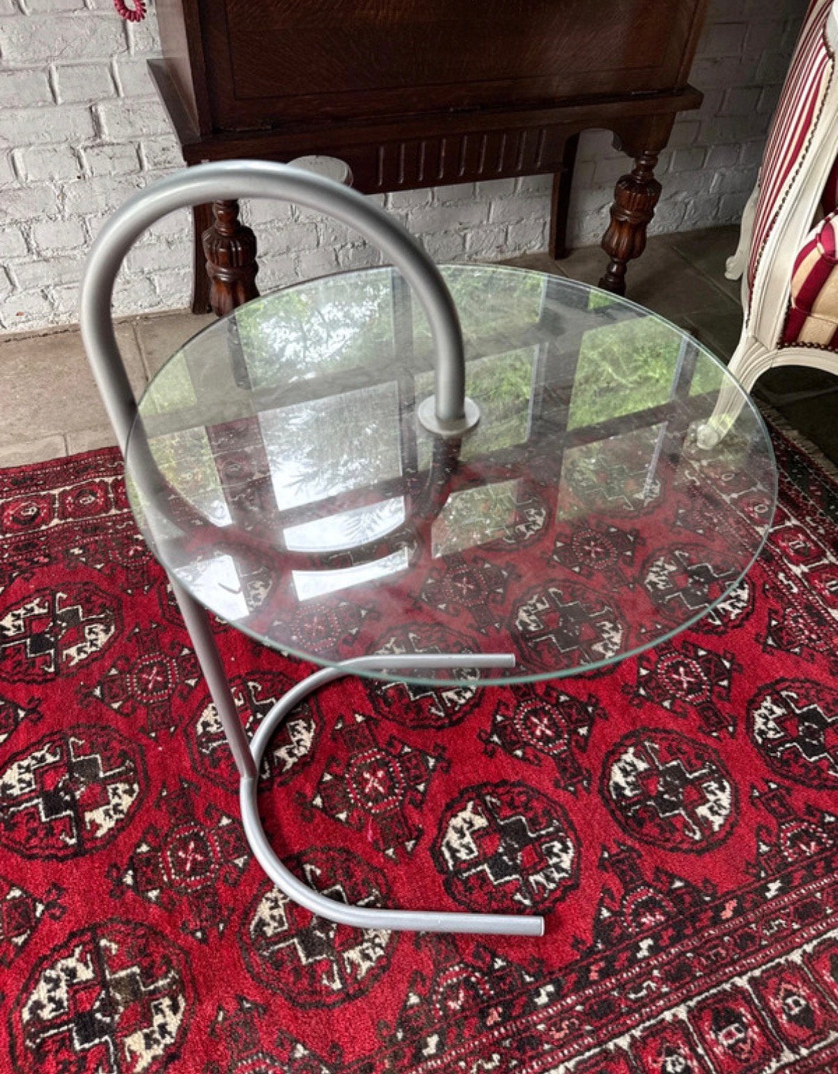 Table d'appoint IKEA vintage, 1999, verre trempé et métal, Enlèvement