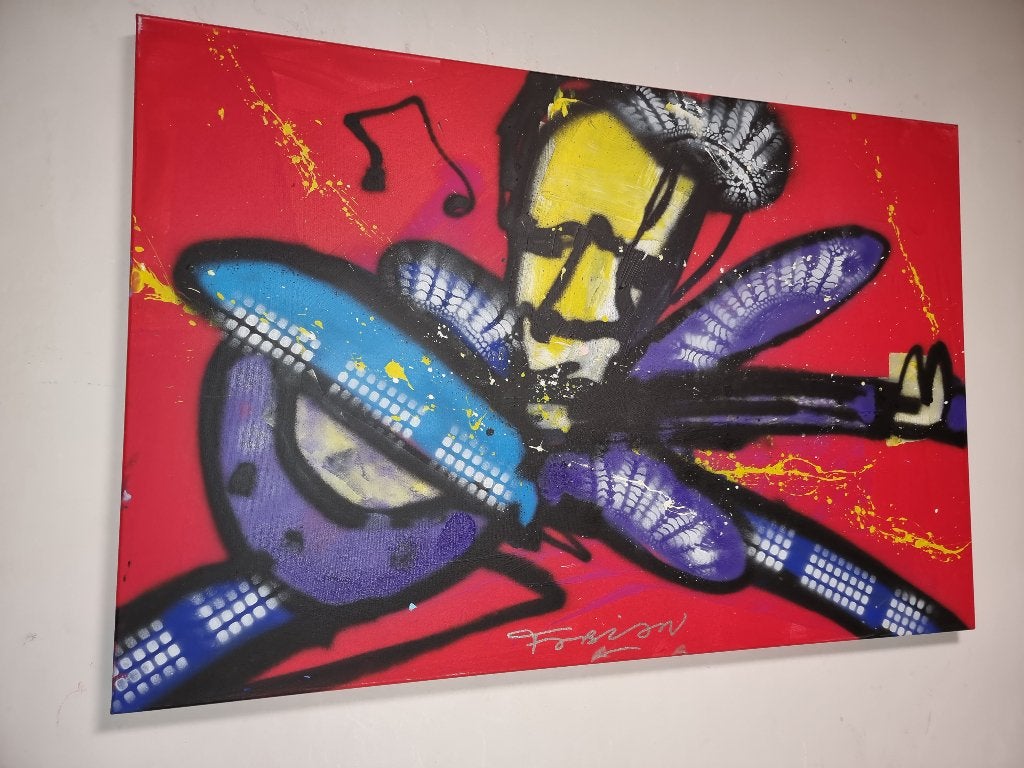 (Herman Brood ) op groot doek Fabian  Met certificaat, Ophalen, Gesigneerd, Doek