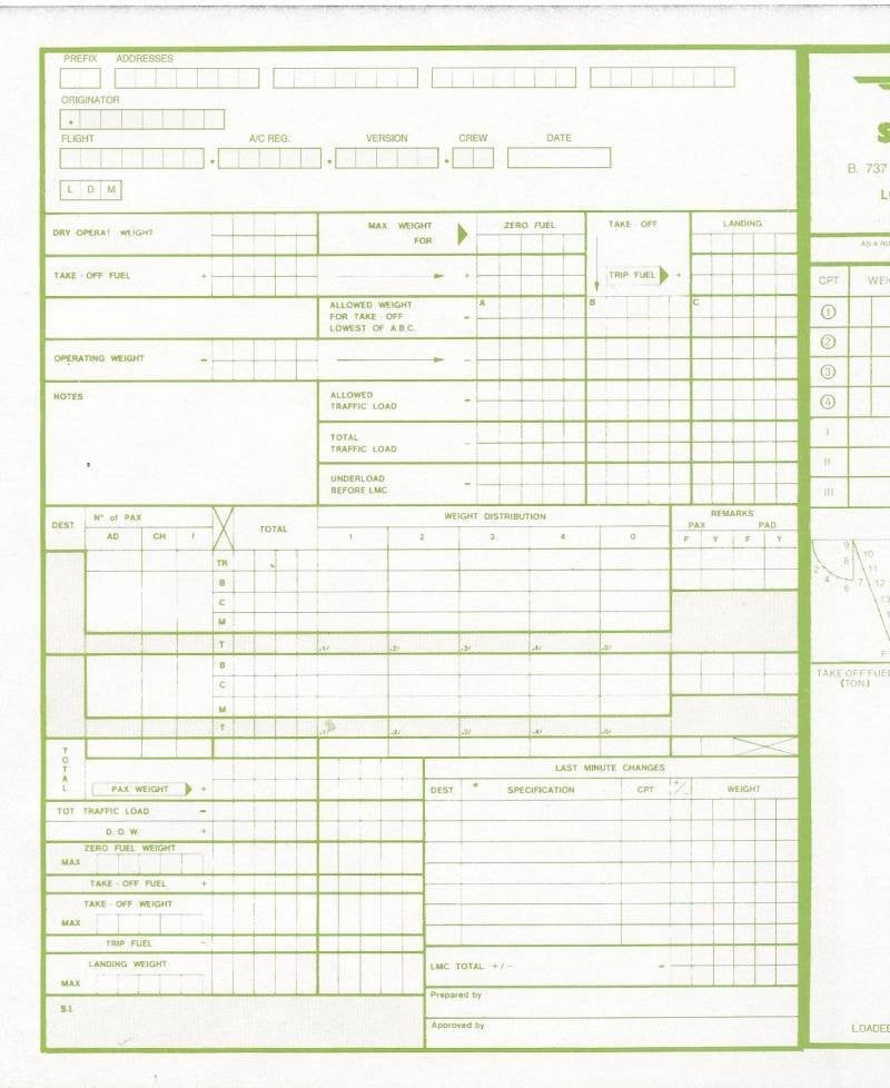 Feuille chargement garniture Sobelair B737-329-BC juil 1995, Enlèvement ou Envoi, Neuf