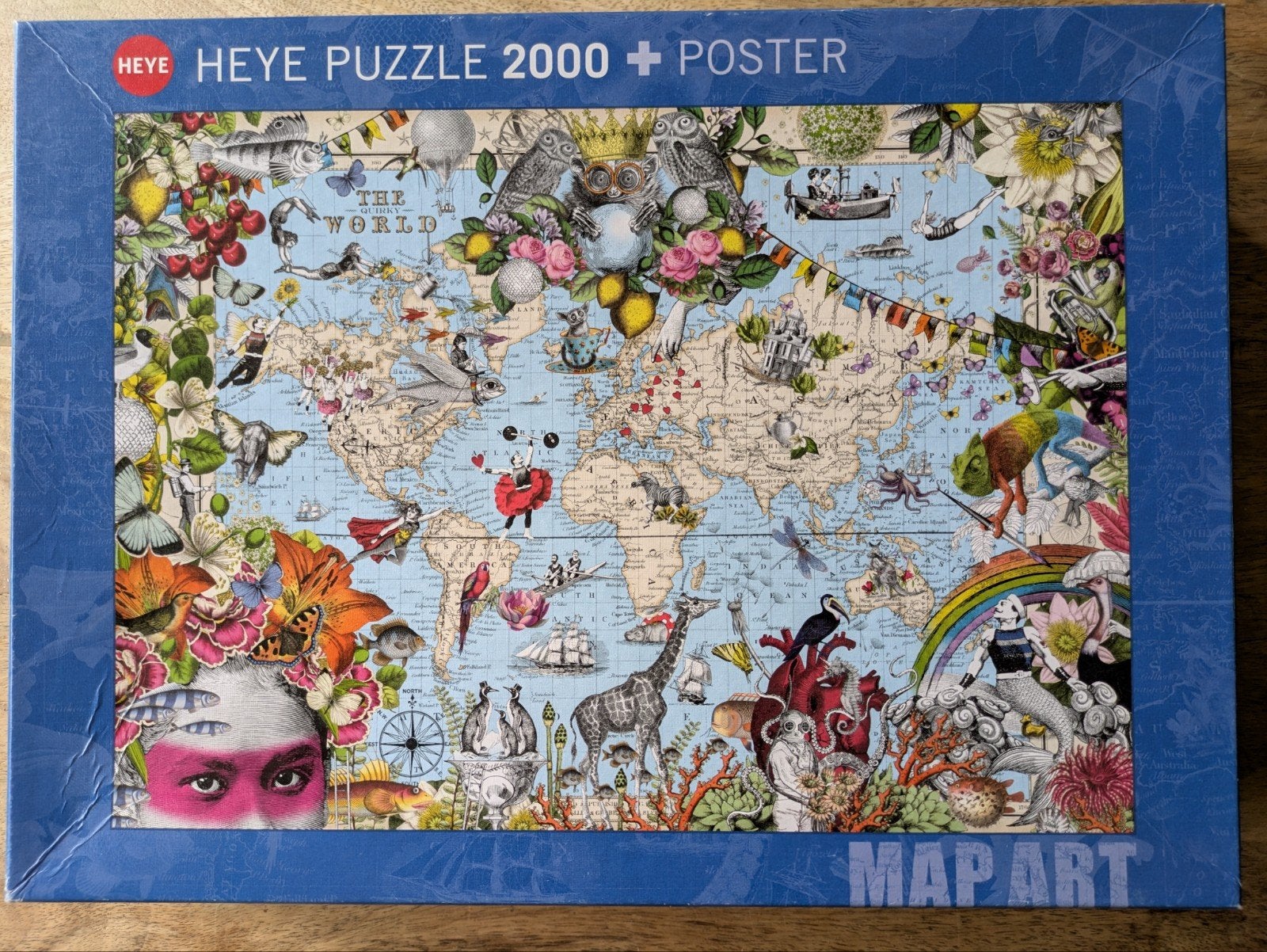 Heye puzzel Map Art Quirky World 2000 stukjes, Ophalen, Meer dan 1500 stukjes, Legpuzzel