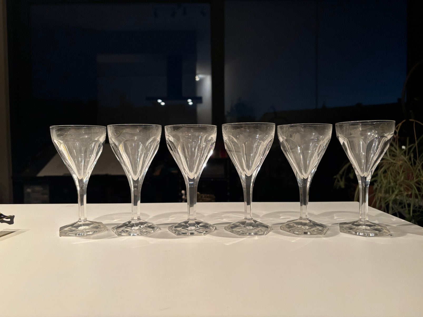 6 antieke kristallen glazen Val Saint Lambert perfecte staat, Ophalen