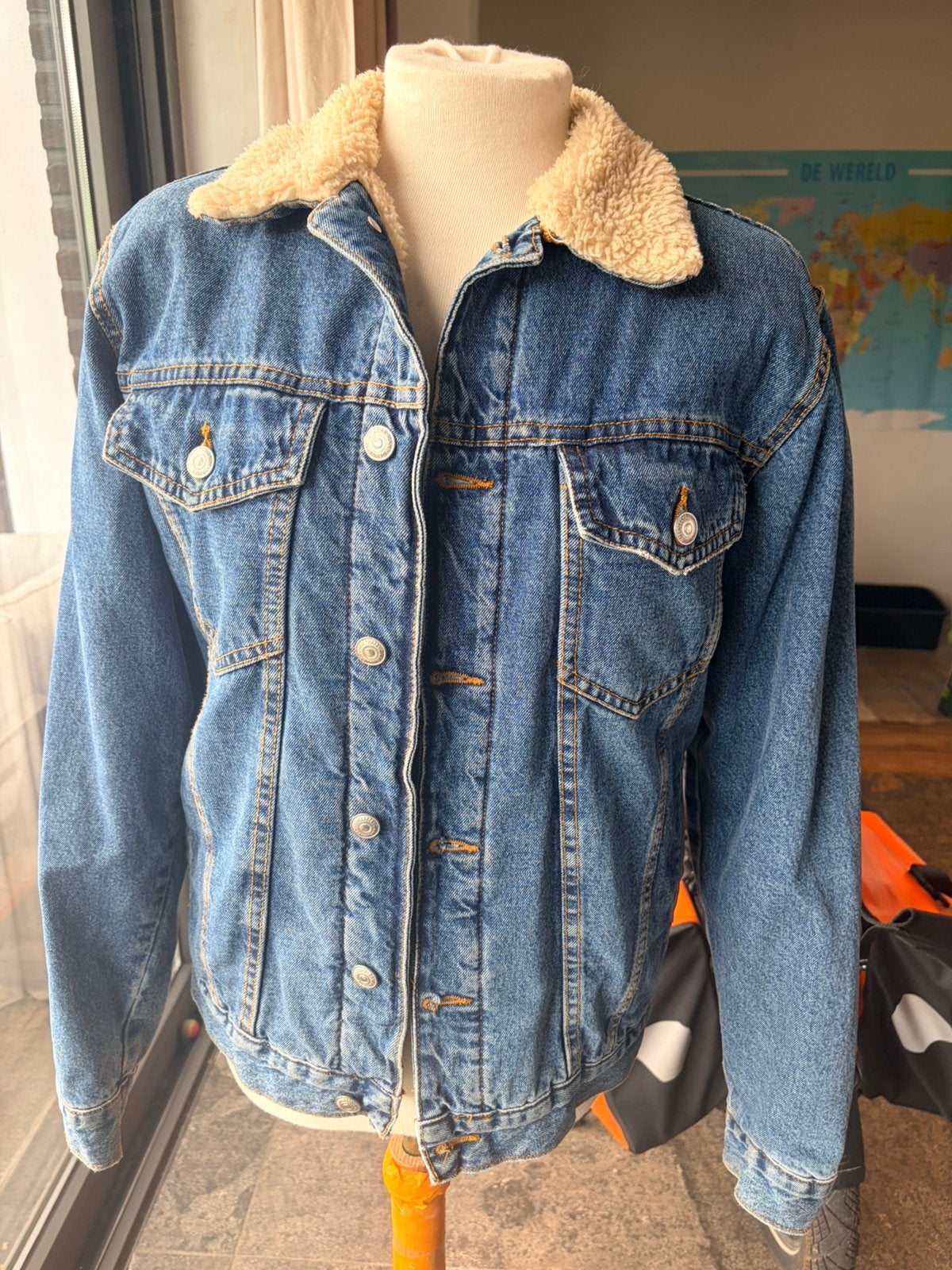 Winterjas jeans Zara S, Kleding | Dames, Verzenden, Zo goed als nieuw, Maat 36 (S), Blauw