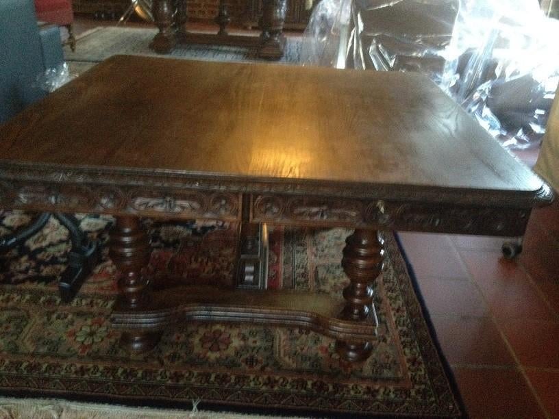 ANTIEKE SALONTAFEL - BRETONS VIERKANT TAFELBLAD, Ophalen