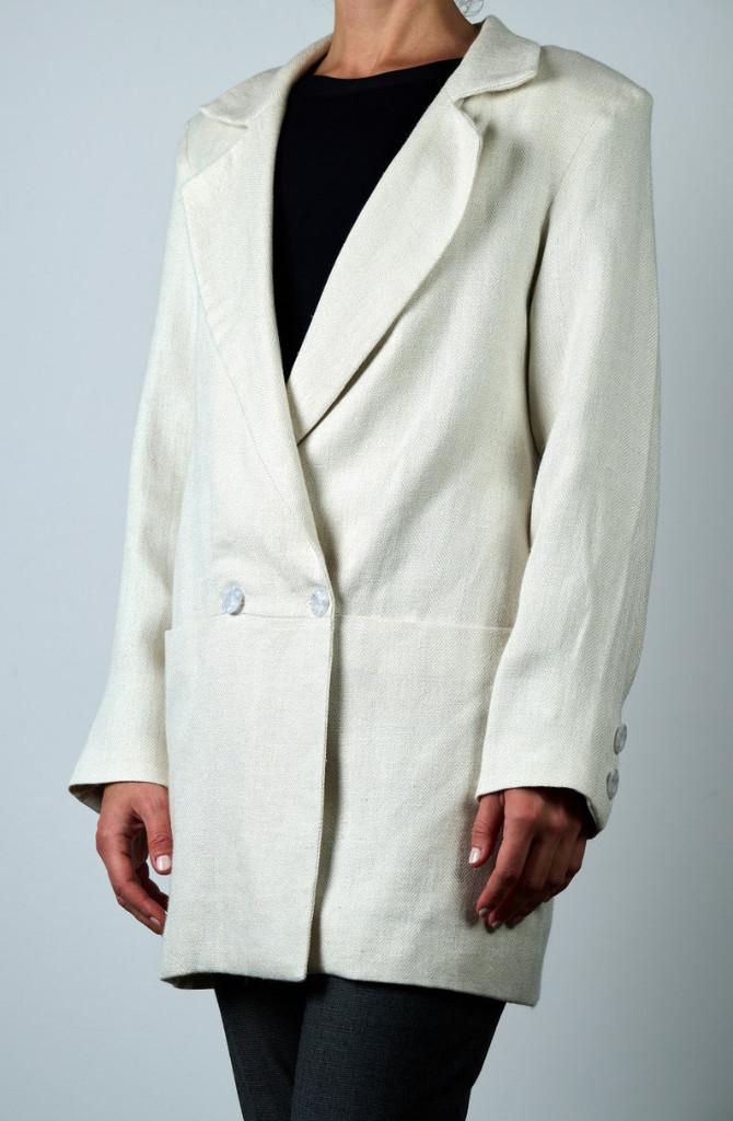 Linnen wollen Blazer Ecru damesjasje tweed M 38 nieuw, Verzenden, Nieuw