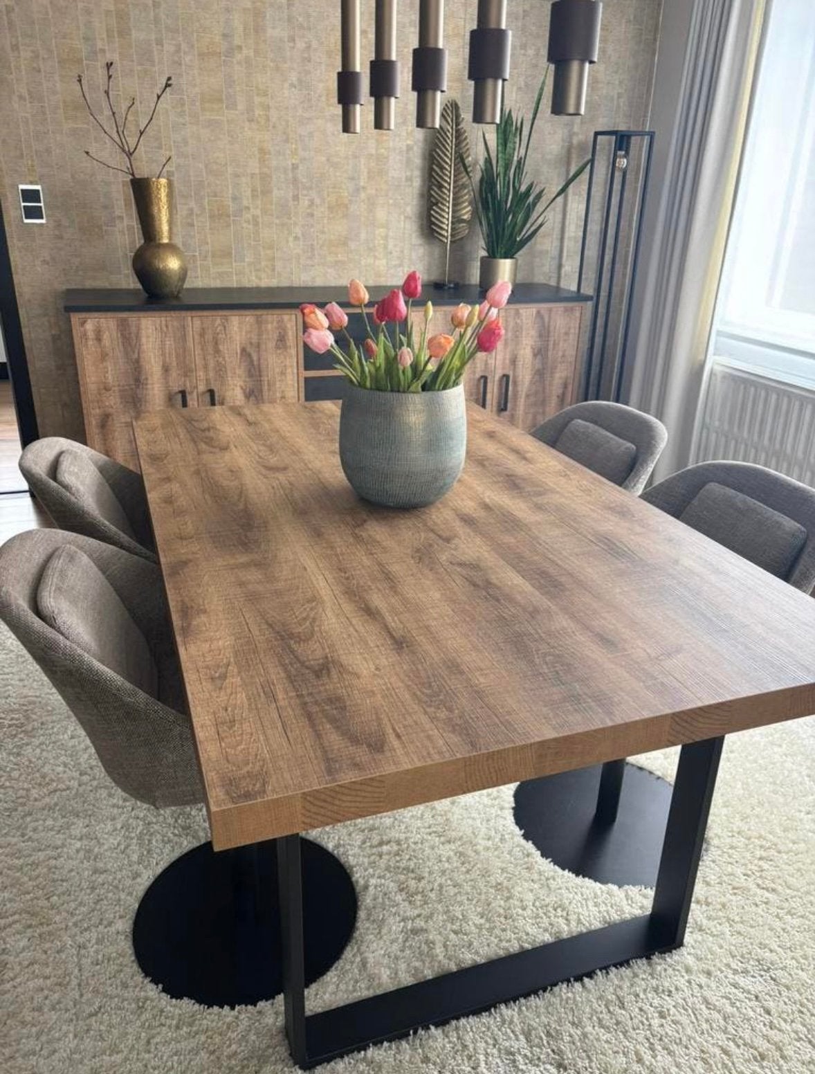 Eettafel set met 4 kuipstoelen, Huis en Inrichting, Tafels | Eettafels, Ophalen, Zo goed als nieuw