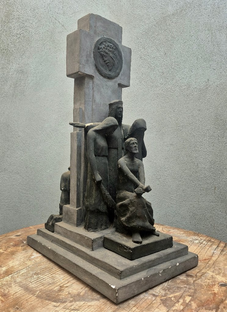 Kunstenaars Studie Oorlogsmonument - Georges Vandemoortele, Antiek en Kunst, Ophalen, Gemerkt, Gips, 20 - 50 cm