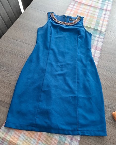 Moggy's blauwe jurk small, Enlèvement ou Envoi, Taille 36 (S), Comme neuf, Longueur genou