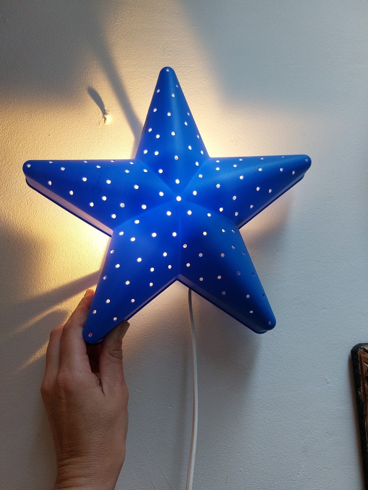 blauwe nachtlamp in de vorm van een ster voor kinderkamer, Ophalen of Verzenden, Zo goed als nieuw, Ophangbaar, Blauw