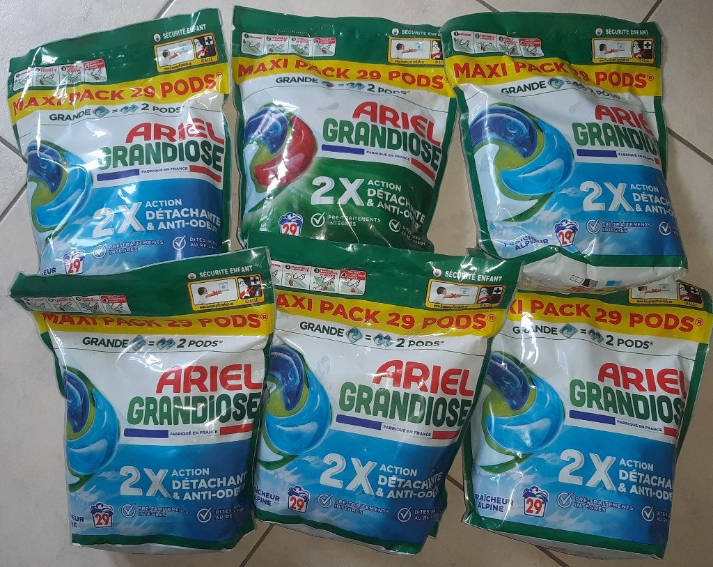 Ariel Grandiose 29 pods - 2 sortes, Maison & Meubles, Produits de nettoyage, Enlèvement ou Envoi, Produit de nettoyage