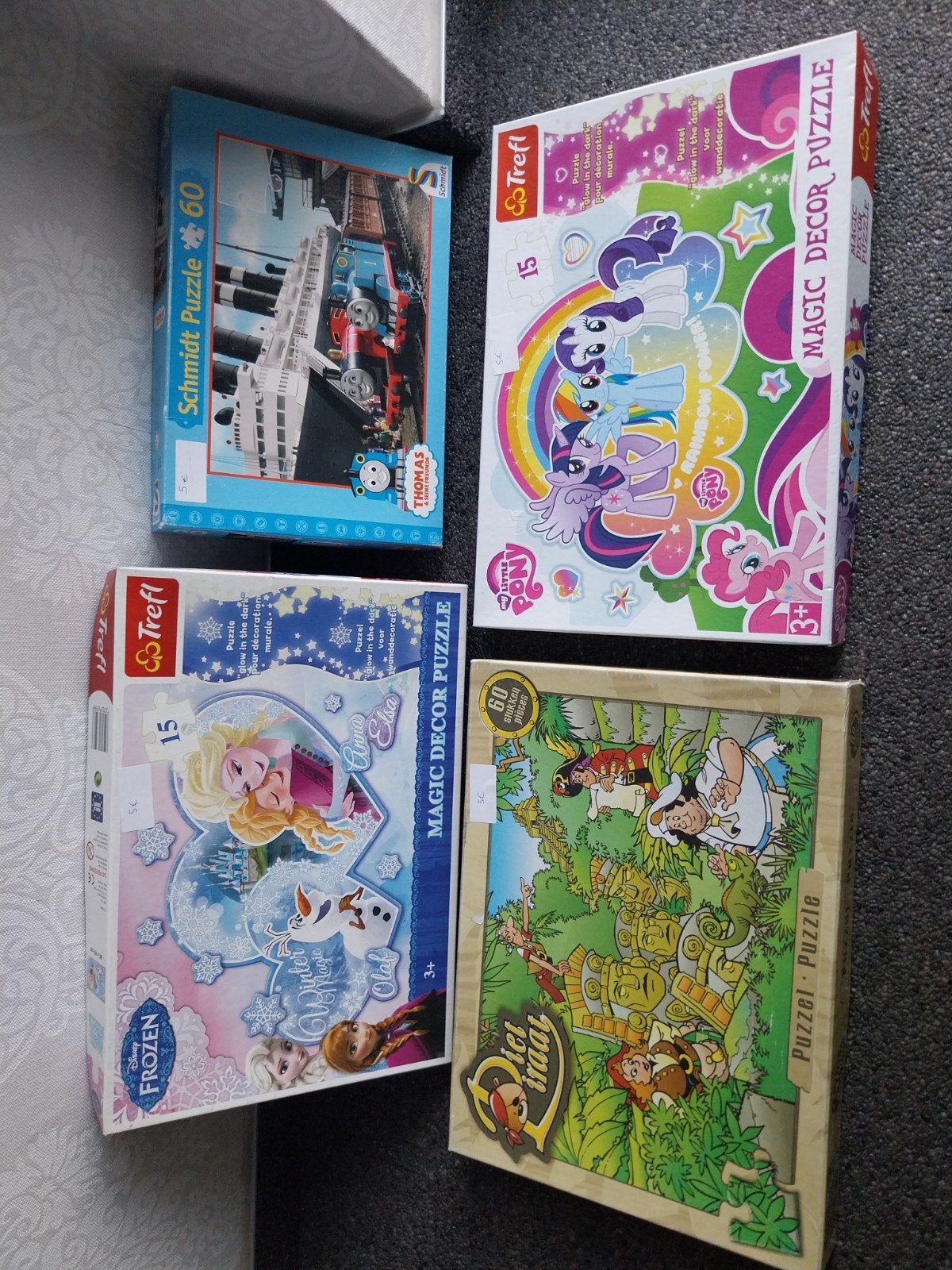 4 kinderpuzzels, Kinderen en Baby's, Ophalen, 10 tot 50 stukjes, Zo goed als nieuw