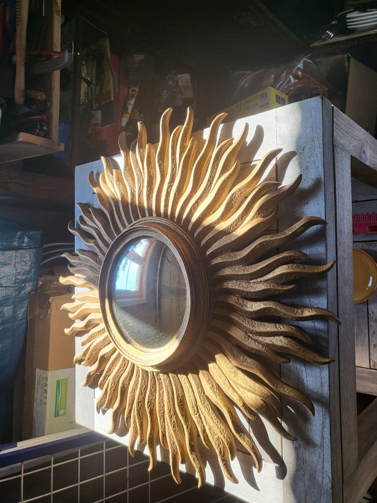 vintage zonnespiegel, Ophalen of Verzenden, Glas
