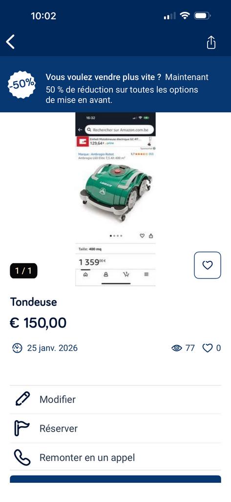Robot tondeuse, Enlèvement ou Envoi, Utilisé