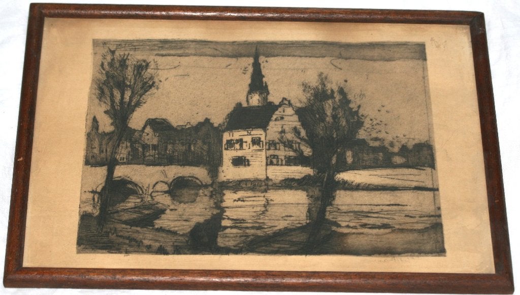 Auguste Oleffe (1867-1931) - ets, Antiek en Kunst, Ophalen of Verzenden, Ets