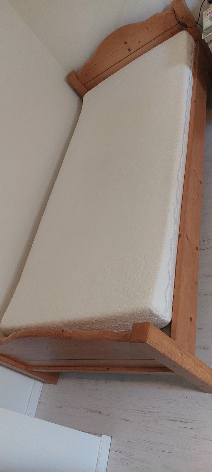 1p bed massief hout, Ophalen, Gebruikt, 90 cm, Eenpersoons