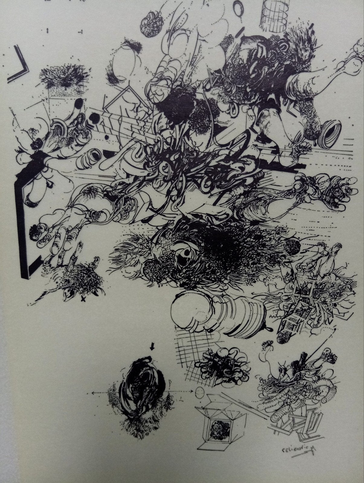 Velickovic. Art Brut. Eeuwenoude gravure op laag, Antiek en Kunst, Kunst | Etsen en Gravures, Gravure