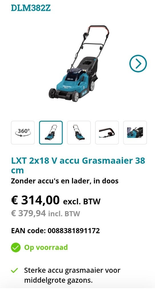 Tondeuse à gazon sans fil Makita 36 V neuve, Neuf, Tondeuses à gazon sur batterie, Fonction de mulching, 30 à 39 cm