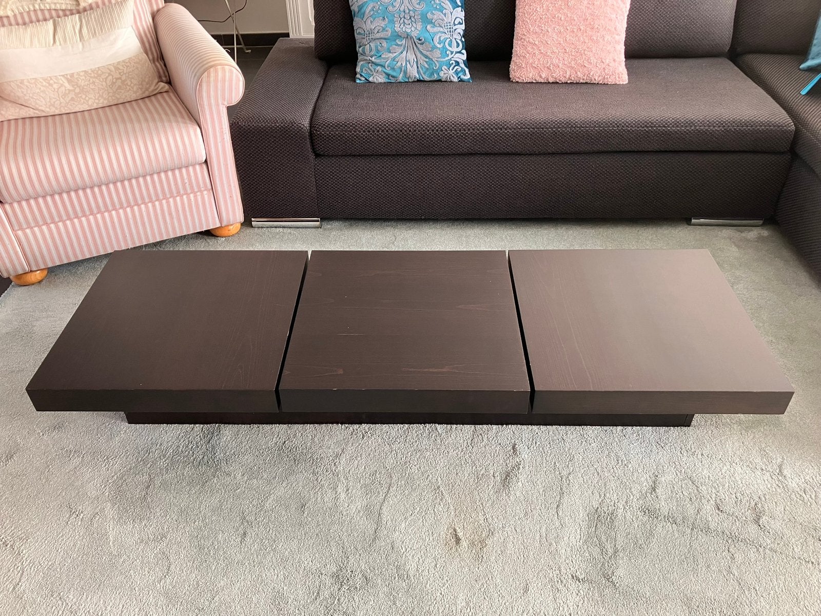 Lage salontafel - B 55 cm - L 167 cm - H 26 cm, Huis en Inrichting, Tafels | Salontafels, Ophalen, Gebruikt, Rechthoekig, Overige houtsoorten