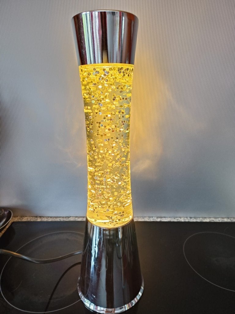 Lampe à lave paillettes, 39 cm, Argenté, Enlèvement, Utilisé