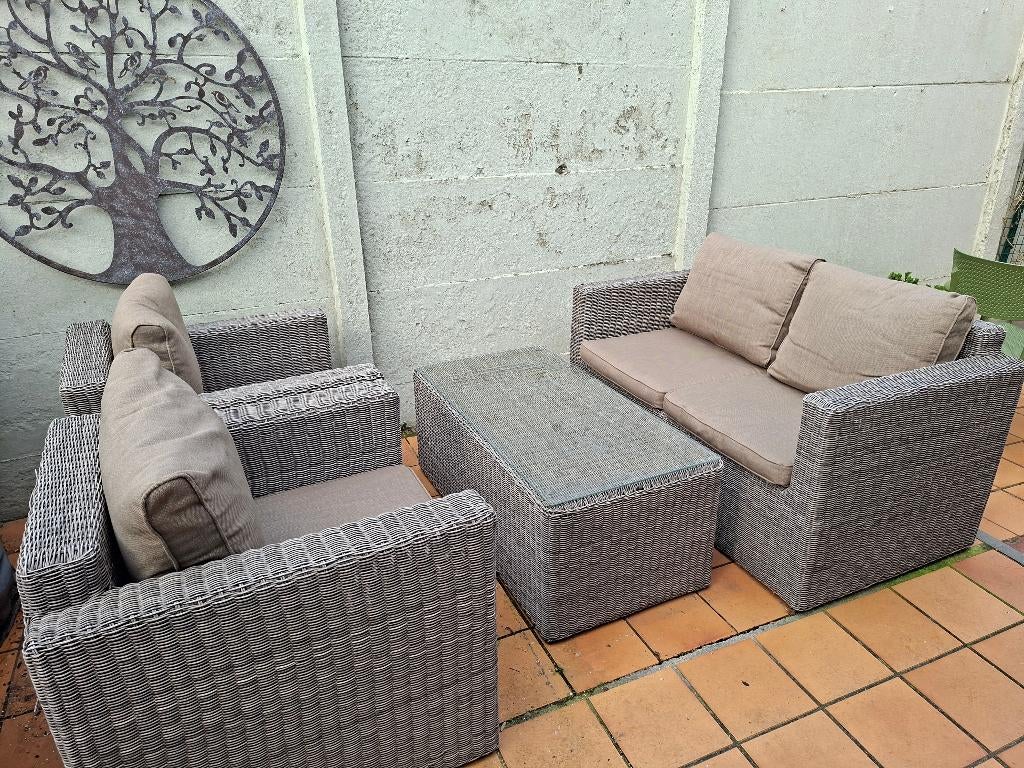 Bristol loungeset, Osier, Banque, Utilisé, Sets de jardin