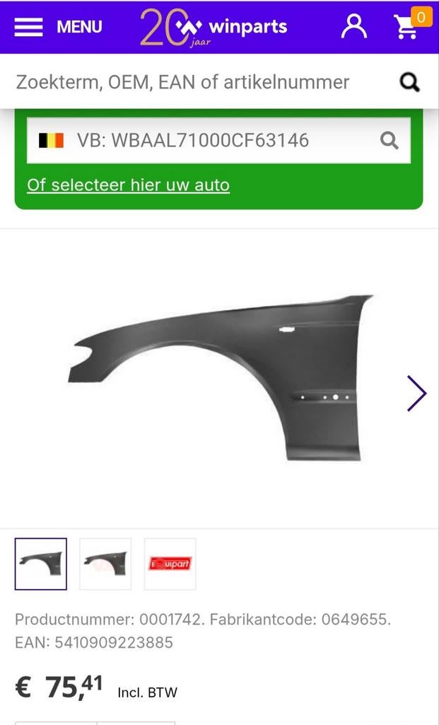 Pour Gadebou côté gauche BMW 320 New, Enlèvement