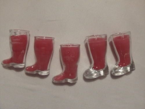 5 kerstlaarsjes kaarsen glas rood kerstmis laars decoratie, Ophalen of Verzenden, Nieuw, Rood, Glas
