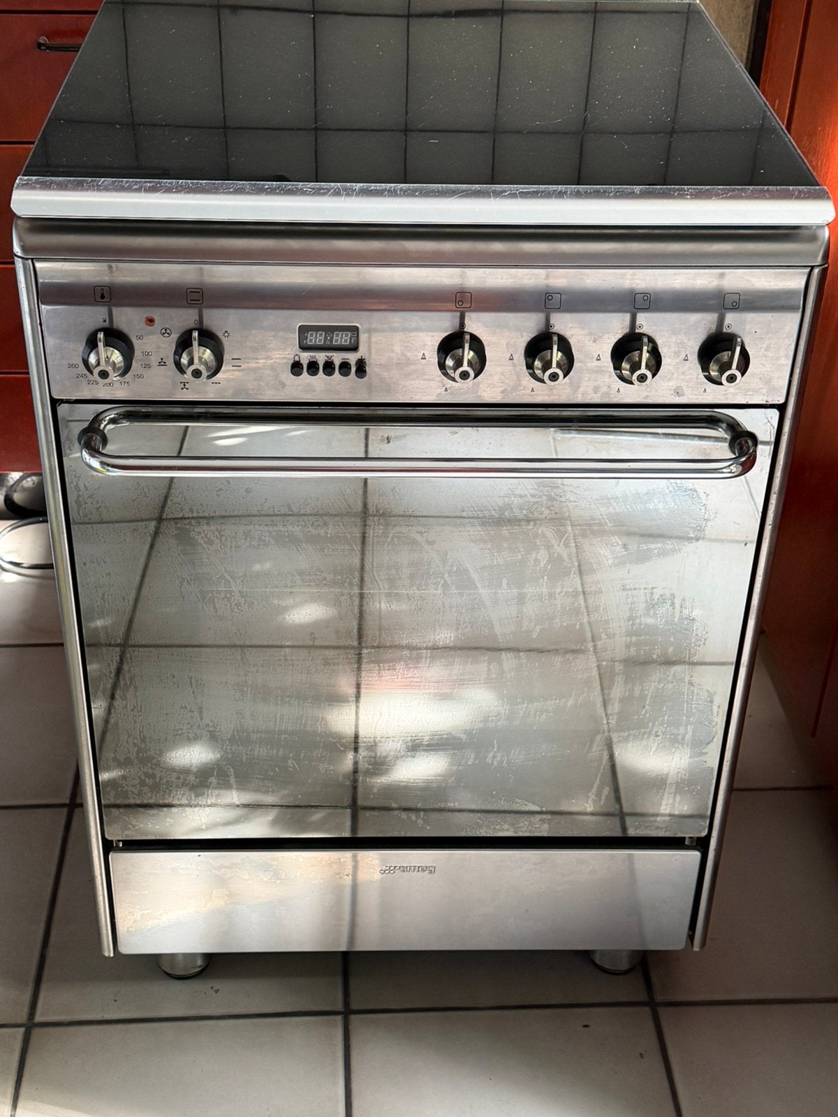 SMEG GASFORNUIS MET ELEKTRISCHE OVEN, Ophalen, Zo goed als nieuw, Vrijstaand