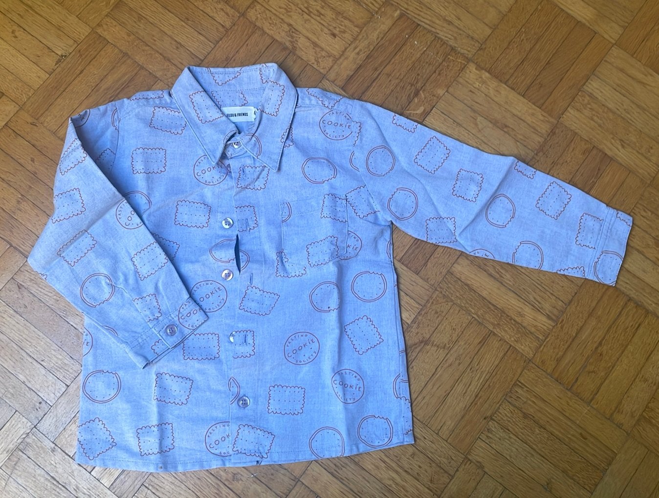 Blauw hemd - Filou & Friends (4jaar), Kinderen en Baby's, Ophalen, Zo goed als nieuw, Jongen, Overhemd of Blouse