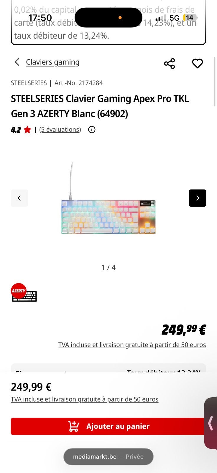 APEX PRO TKL A VENDRE!!! Prix negociable, Computers en Software, Toetsenborden, Azerty, Ophalen of Verzenden, Zo goed als nieuw