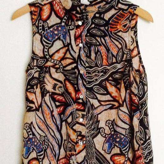 H&M mouwloze blouse van chiffon T.L/XL, Kleding | Dames, H&M, Zwart, Maat 42/44 (L), Ophalen of Verzenden