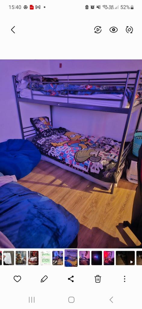 Mooi dubbel bed met lakens zonder matrass zelf demonteren, Huis en Inrichting, Slaapkamer | Stapelbedden en Hoogslapers, Ophalen