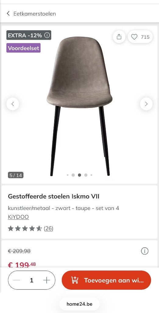 Tafelstoelen, Enlèvement, Neuf, Brun, Quatre