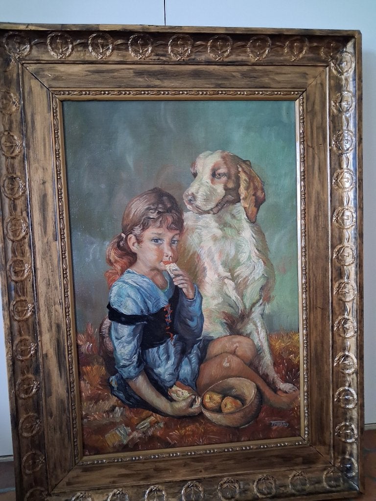 *Prachtig gesigneerd antiek schilderij met zéér mooie kader, Antiek en Kunst, Ophalen of Verzenden, Bijzondere lijst, Doek