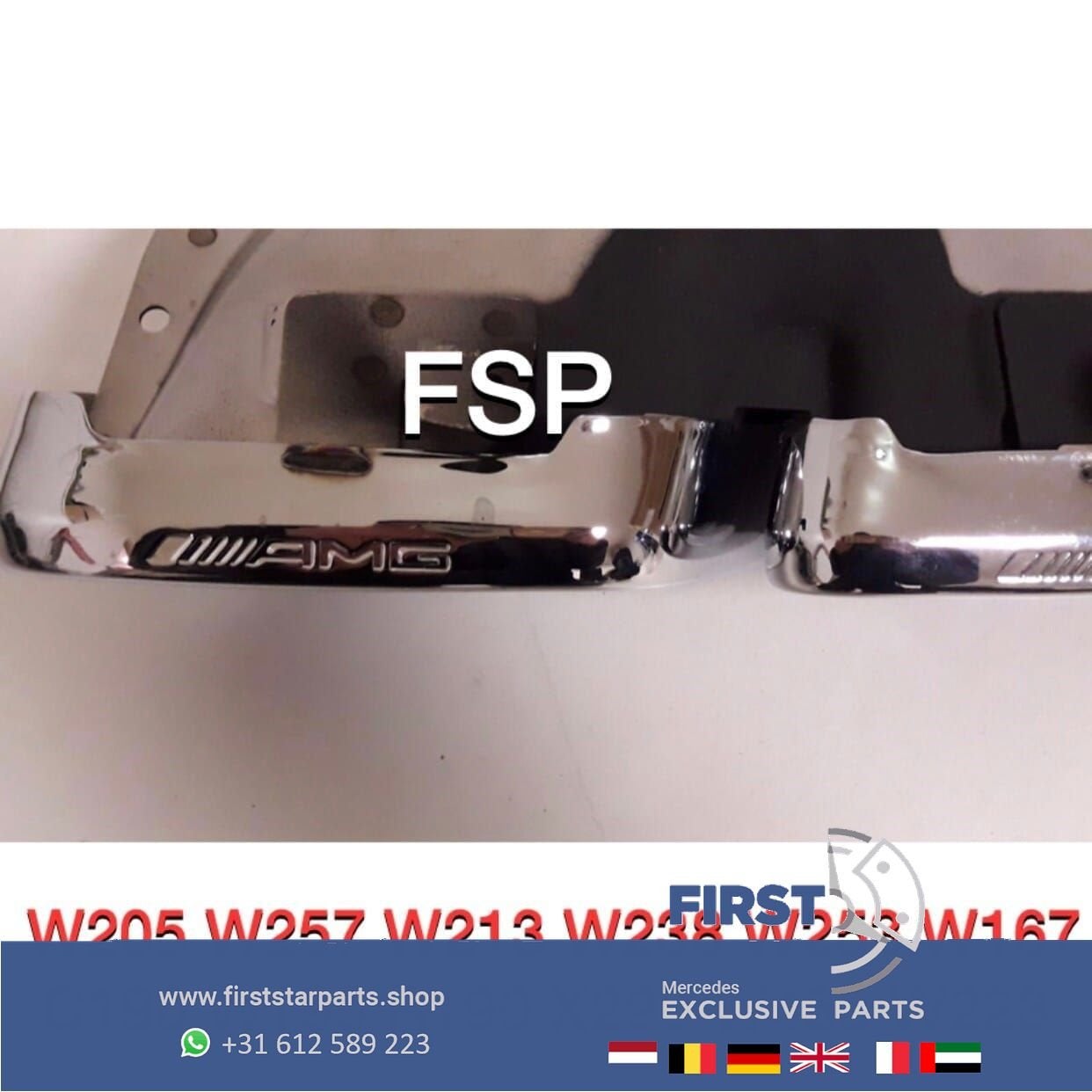 W253 X253 C253 GLC63 FACELIFT AMG UITLAAT SIERSTUKKEN CHROOM, Gebruikt, -, Ophalen of Verzenden, -