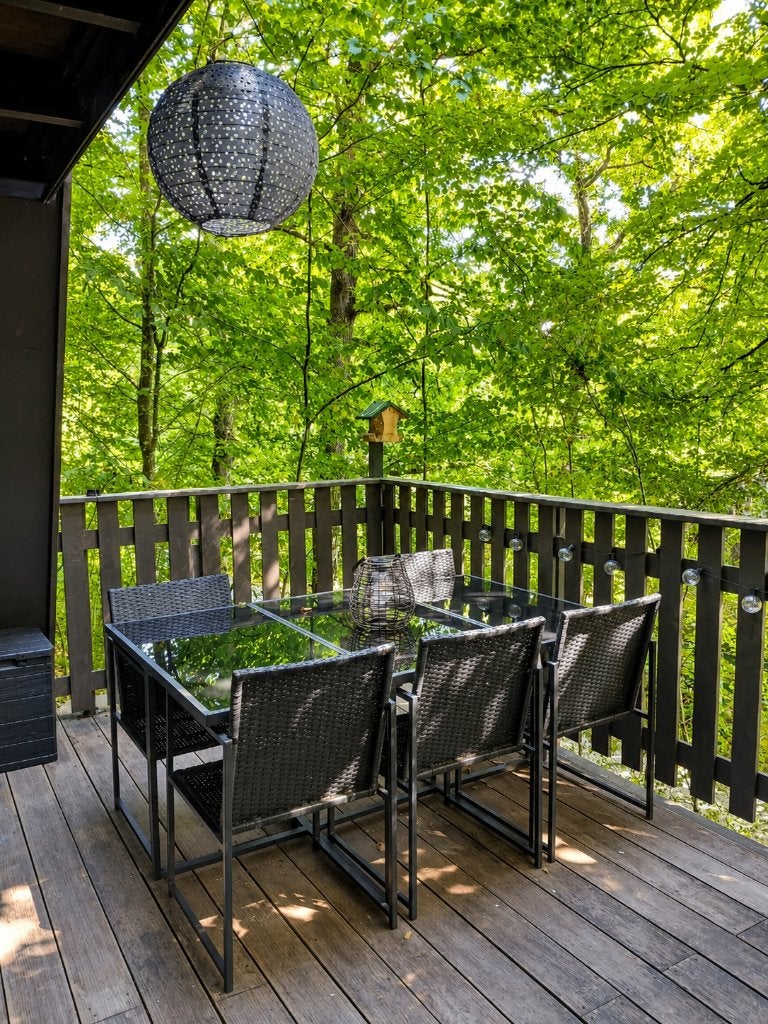 6-10 juli-Ardennen-Durbuy-Chalet te huur-5p+1baby-2hond-, 5 personen, 2 slaapkamers, Recreatiepark, In bos