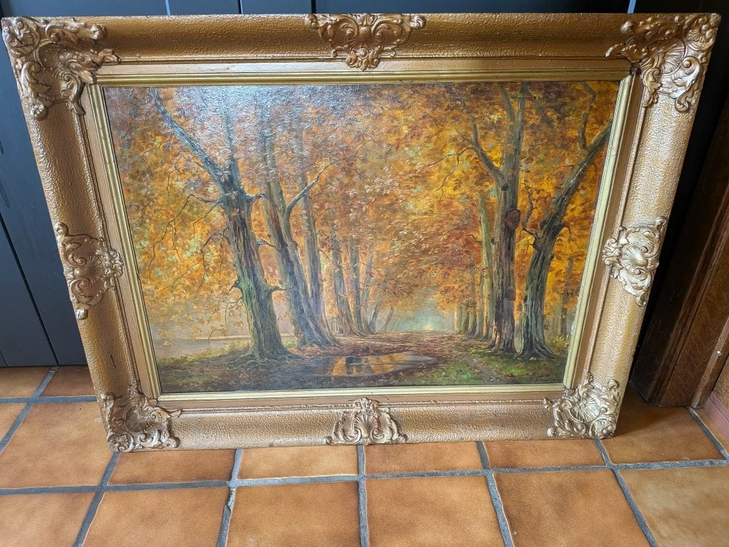 Peinture à l'huile sur toile / Schouten : paysage forestier, Enlèvement, Peinture à l'huile, Paysage, Toile