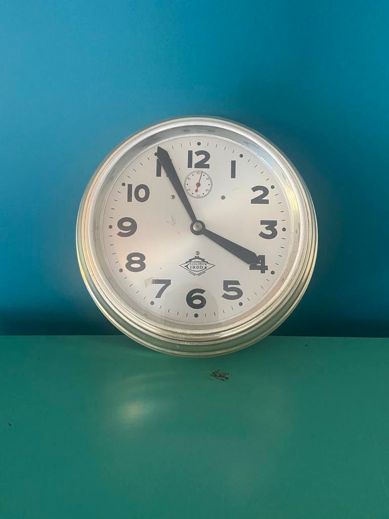 Vintage wandklok Electric IROD (jaren 50), Antiek en Kunst, Antiek | Klokken, Ophalen of Verzenden