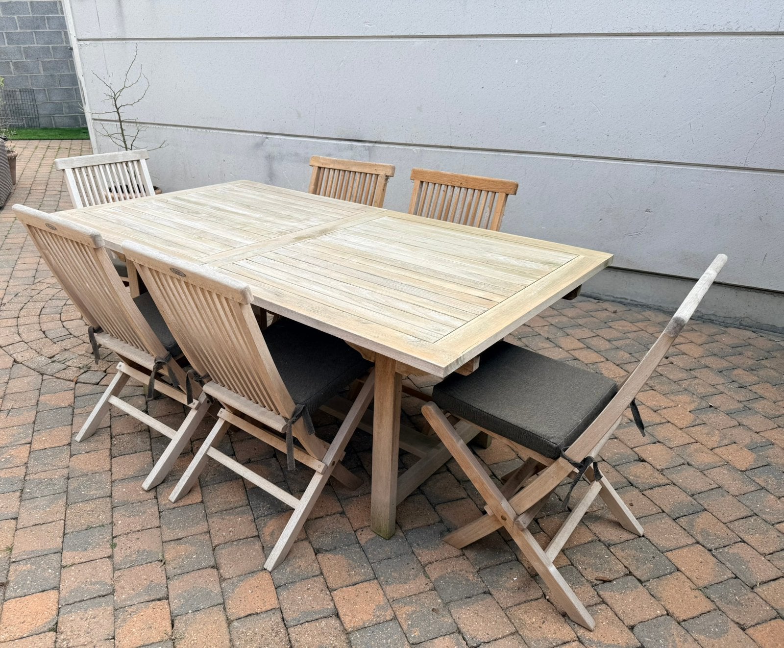 Teaken tuintafelset, Tuin en Terras, Ophalen, Zo goed als nieuw, Teakhout, Stoel